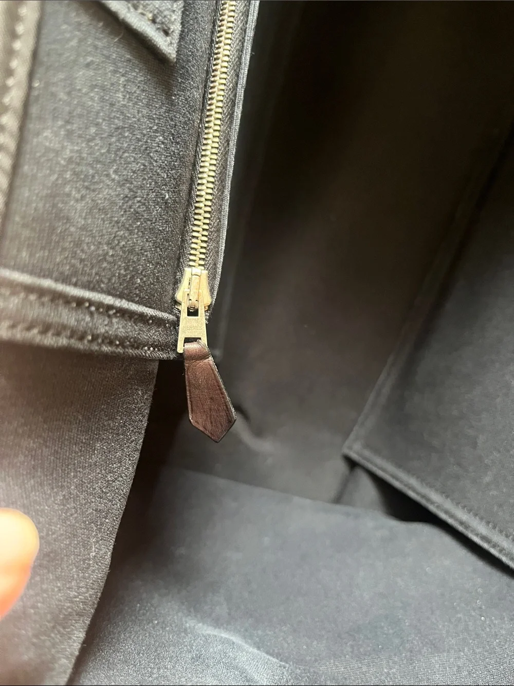 Hermes cabag PM Black Canvas Tote with Brown Leather Straps - Picture 13 of 16